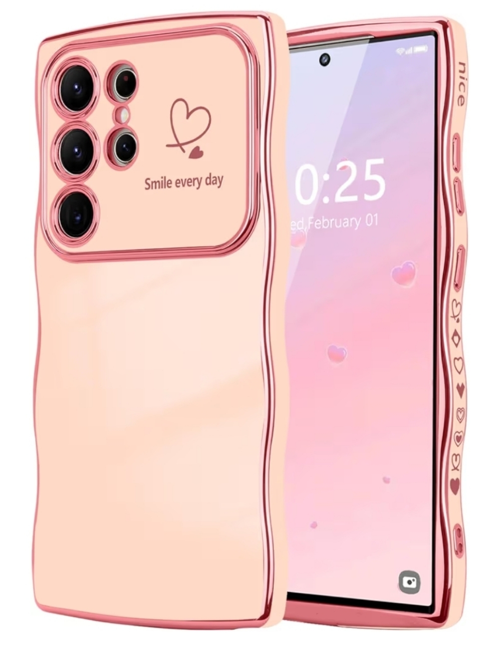 Samsung Galaxy S26 Ultra Pink Case Wave Protection Cover Wavey Curly Frame